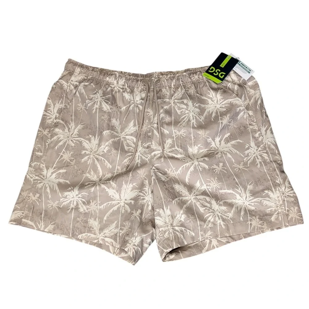 DSG Mens Rec Short XL Relaxed Fit 6 Inseam Palm Tree Khaki Water Repellent NEW